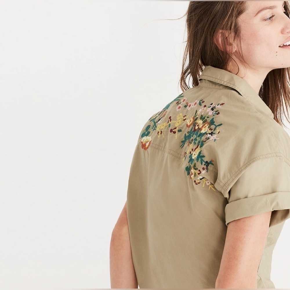 ⚠️SALE⚠️ NWT Madewell tie front embroidered Safari top
